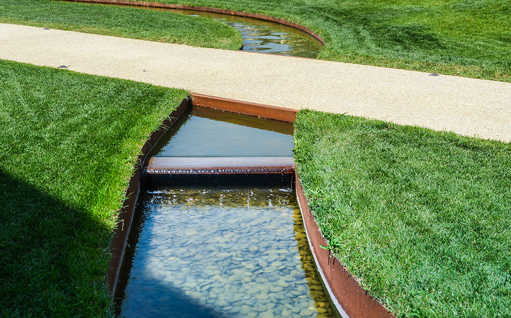 channel drains and pressed elements in corten